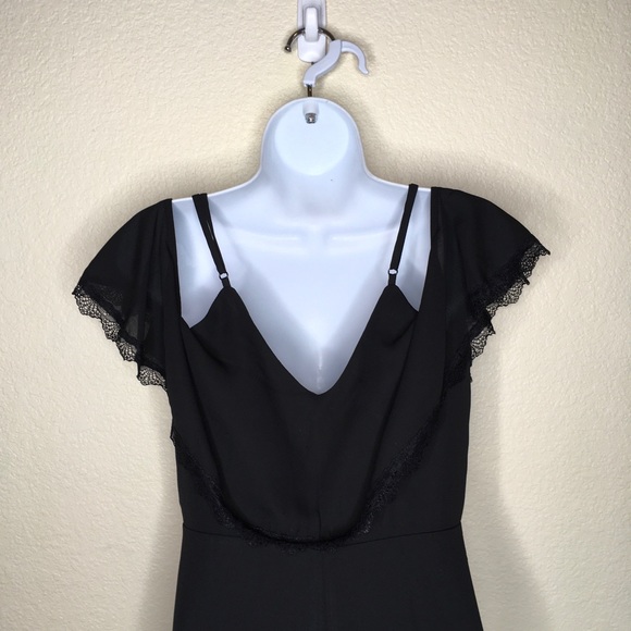 Lulu’s Black Lace Trim Off Shoulder Gown Small - Picture 3 of 7